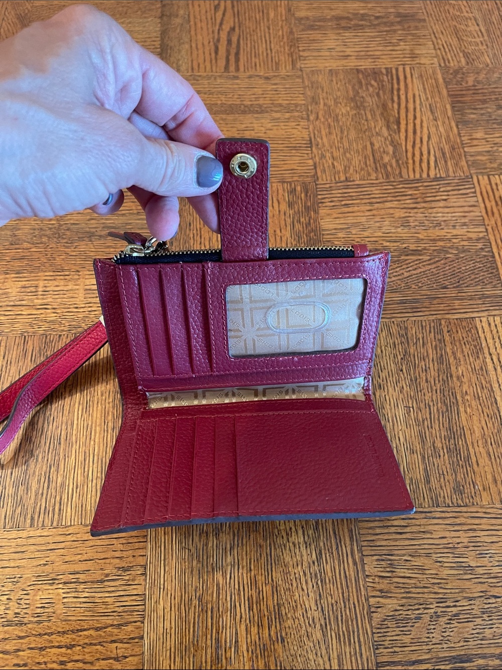 Lodis red  Leather Wristlet Clutch with Detachable Strap - Picture 6 of 6